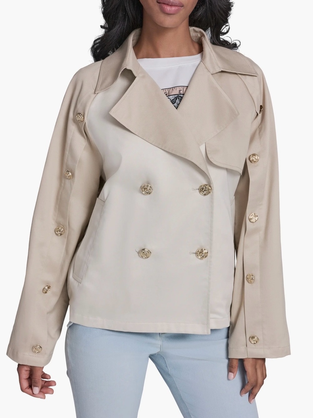 Karl Lagerfeld Paris Quilted Back Crop Trench Jacket XS NWT